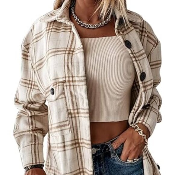 Automet Woman's XS Long Flannel Plaid Button Down Long Sleeve Shirts Shacket NWT - Picture 1 of 4